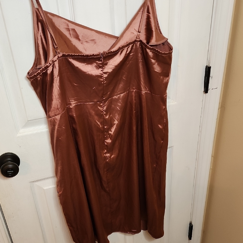 Cider Satin Slip Dress in Rose Gold - Picture 7 of 16